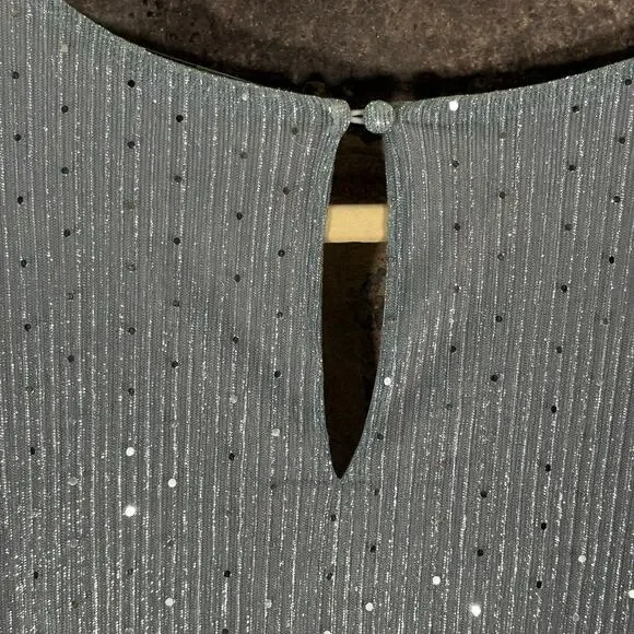 Baltic Born Grace Dress Light Blue Sequins Maxi Gown Belted Flutter Sleeves - Picture 9 of 14